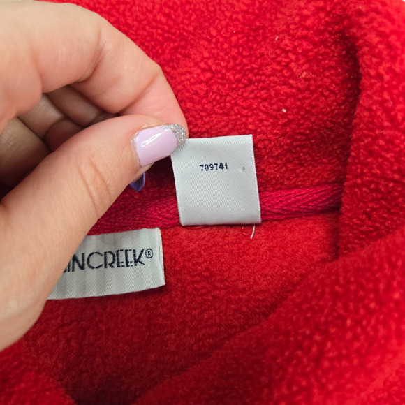 Y2K Vintage Cherry Red Collared Button Down Vibrant Fleece Jacket Size Medium - Picture 7 of 10